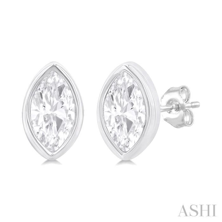 1/5 Ctw Petite Bezel Set Marquise Cut Diamond Fashion Stud Earring in 10K White Gold 1/5 Ctw Petite Bezel Set Marquise Cut Diamond Fashion Stud Earring in 10K White Gold