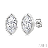 1/5 Ctw Petite Bezel Set Marquise Cut Diamond Fashion Stud Earrings in 10K White Gold