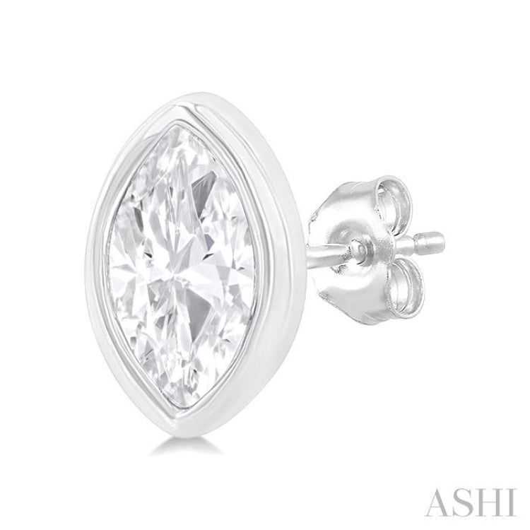 1/5 Ctw Petite Bezel Set Marquise Cut Diamond Fashion Stud Earring in 10K White Gold 1/5 Ctw Petite Bezel Set Marquise Cut Diamond Fashion Stud Earring in 10K White Gold