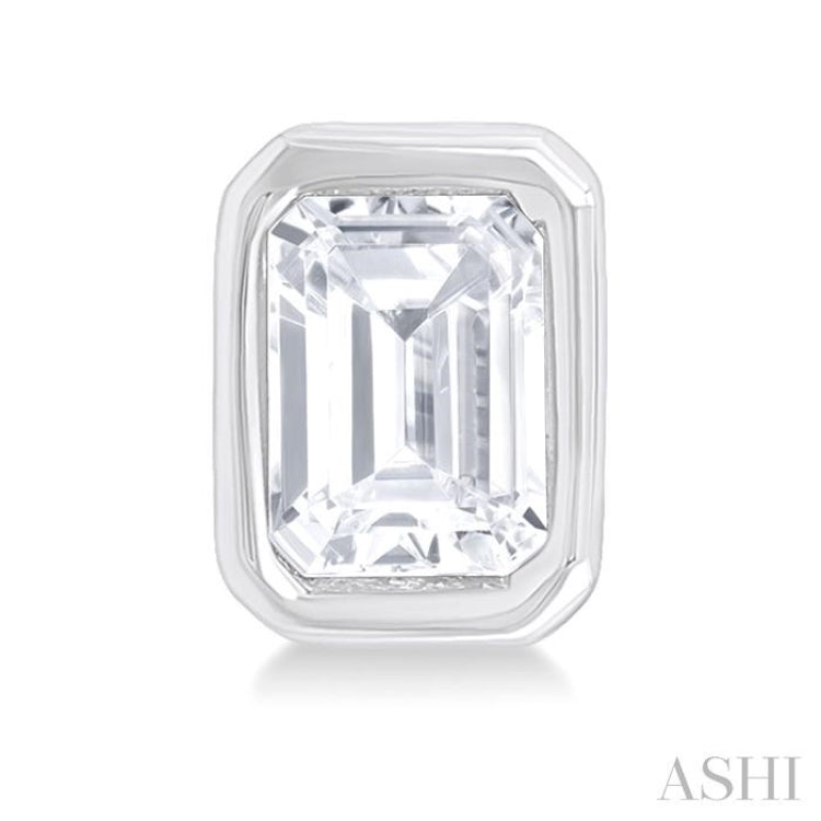 1/5 Ctw Petite Bezel Set Emerald Cut Diamond Fashion Stud Earring in 10K White Gold 1/5 Ctw Petite Bezel Set Emerald Cut Diamond Fashion Stud Earring in 10K White Gold