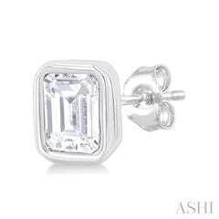 1/5 Ctw Petite Bezel Set Emerald Cut Diamond Fashion Stud Earring in 10K White Gold 1/5 Ctw Petite Bezel Set Emerald Cut Diamond Fashion Stud Earring in 10K White Gold