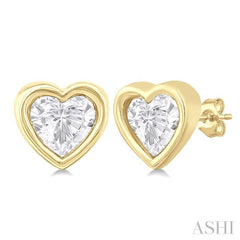 1/5 Ctw Petite Bezel Set Heart Shape Diamond Fashion Stud Earring in 10K Yellow Gold 1/5 Ctw Petite Bezel Set Heart Shape Diamond Fashion Stud Earring in 10K Yellow Gold