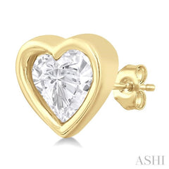 1/5 Ctw Petite Bezel Set Heart Shape Diamond Fashion Stud Earring in 10K Yellow Gold 1/5 Ctw Petite Bezel Set Heart Shape Diamond Fashion Stud Earring in 10K Yellow Gold