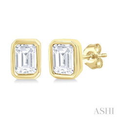 1/5 Ctw Petite Bezel Set Emerald Cut Diamond Fashion Stud Earring in 10K Yellow Gold 1/5 Ctw Petite Bezel Set Emerald Cut Diamond Fashion Stud Earring in 10K Yellow Gold