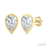 1/5 Ctw Petite Bezel Set Pear Cut Diamond Fashion Stud Earrings in 10K Yellow Gold