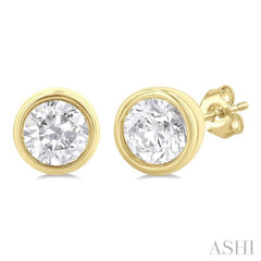 1/5 Ctw Petite Bezel Set Round Cut Diamond Fashion Stud Earring in 10K Yellow Gold 1/5 Ctw Petite Bezel Set Round Cut Diamond Fashion Stud Earring in 10K Yellow Gold