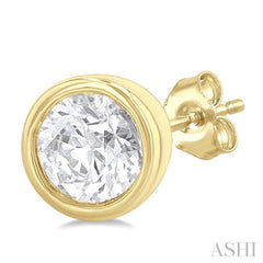 1/5 Ctw Petite Bezel Set Round Cut Diamond Fashion Stud Earring in 10K Yellow Gold 1/5 Ctw Petite Bezel Set Round Cut Diamond Fashion Stud Earring in 10K Yellow Gold