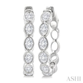 1 1/10 Ctw Bezel Set Oval Cut Diamond Fashion Hoop Earrings in 14K White Gold