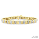 3/4 Ctw Ribbed Round Cut Diamond Pirouette Fashion Bracelet in 10K Yellow Gold