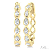 1 Ctw Bezel Set Pear Cut Diamond Fashion Hoop Earrings in 14K Yellow Gold