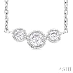 1/4 Ctw Past, Present & Future 3-Stone Bezel Set Round Cut Diamond Necklace in 14K White Gold 1/4 Ctw Past, Present & Future 3-Stone Bezel Set Round Cut Diamond Necklace in 14K White Gold