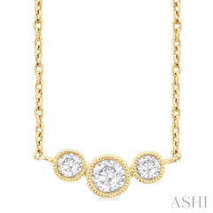 1/4 Ctw Past, Present & Future 3-Stone Bezel Set Round Cut Diamond Necklace in 14K Yellow Gold 1/4 Ctw Past, Present & Future 3-Stone Bezel Set Round Cut Diamond Necklace in 14K Yellow Gold