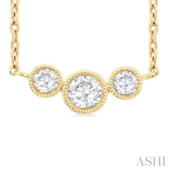 1/4 Ctw Past, Present & Future 3-Stone Bezel Set Round Cut Diamond Necklace in 14K Yellow Gold 1/4 Ctw Past, Present & Future 3-Stone Bezel Set Round Cut Diamond Necklace in 14K Yellow Gold