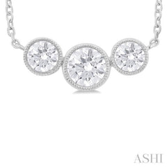 3/4 Ctw Past, Present & Future 3-Stone Bezel Set Round Cut Diamond Necklace in 14K White Gold 3/4 Ctw Past, Present & Future 3-Stone Bezel Set Round Cut Diamond Necklace in 14K White Gold