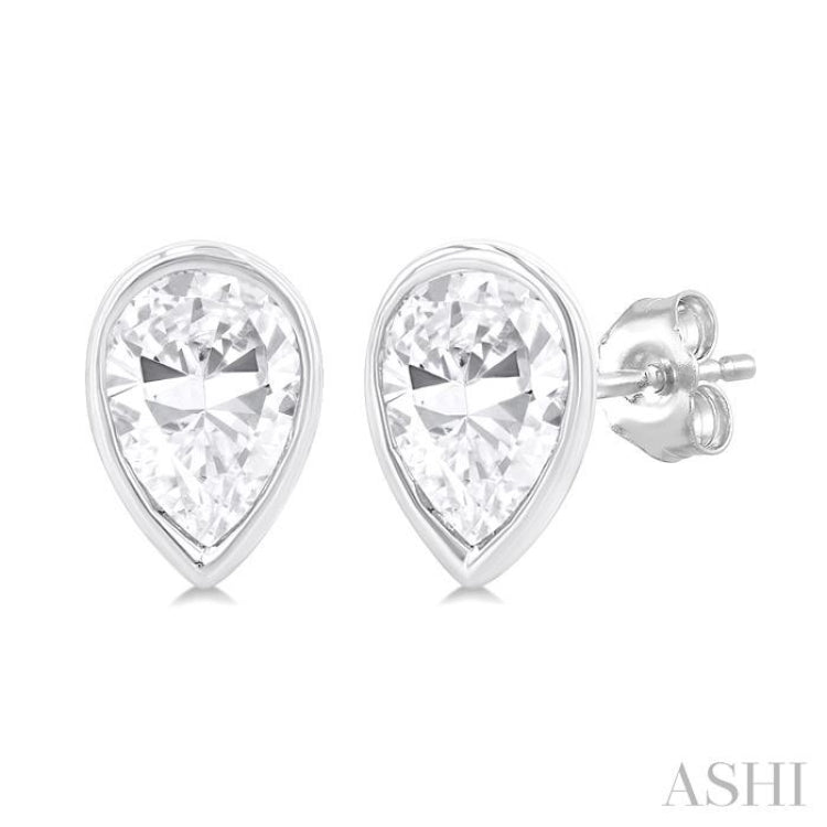 1/5 ctw Petite Bezel Set Pear Cut Diamond Fashion Stud Earring in 10K White Gold 1/5 ctw Petite Bezel Set Pear Cut Diamond Fashion Stud Earring in 10K White Gold