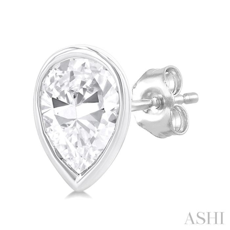 1/5 ctw Petite Bezel Set Pear Cut Diamond Fashion Stud Earring in 10K White Gold 1/5 ctw Petite Bezel Set Pear Cut Diamond Fashion Stud Earring in 10K White Gold