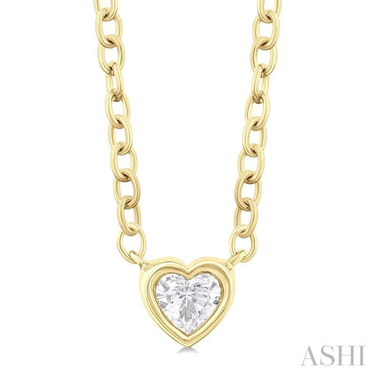 1/6 Ctw Petite Bezel Set Heart Shape Diamond Fashion Pendant With Chain in 10K Yellow Gold 1/6 Ctw Petite Bezel Set Heart Shape Diamond Fashion Pendant With Chain in 10K Yellow Gold
