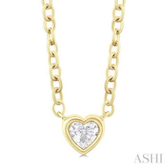 1/6 Ctw Petite Bezel Set Heart Shape Diamond Fashion Pendant With Chain in 10K Yellow Gold 1/6 Ctw Petite Bezel Set Heart Shape Diamond Fashion Pendant With Chain in 10K Yellow Gold