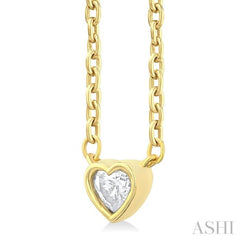 1/6 Ctw Petite Bezel Set Heart Shape Diamond Fashion Pendant With Chain in 10K Yellow Gold 1/6 Ctw Petite Bezel Set Heart Shape Diamond Fashion Pendant With Chain in 10K Yellow Gold