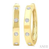 1/3 Ctw Flush Bezel Set Diamond Fashion Hoop Earring in 14K Yellow Gold