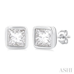 1/5 Ctw Petite Bezel Set Princess Cut Diamond Fashion Stud Earring in 10K White Gold 1/5 Ctw Petite Bezel Set Princess Cut Diamond Fashion Stud Earring in 10K White Gold