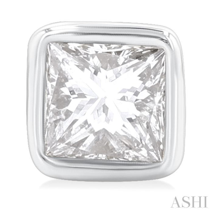 1/5 Ctw Petite Bezel Set Princess Cut Diamond Fashion Stud Earring in 10K White Gold 1/5 Ctw Petite Bezel Set Princess Cut Diamond Fashion Stud Earring in 10K White Gold