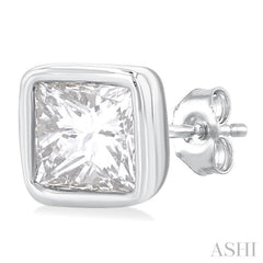 1/5 Ctw Petite Bezel Set Princess Cut Diamond Fashion Stud Earring in 10K White Gold 1/5 Ctw Petite Bezel Set Princess Cut Diamond Fashion Stud Earring in 10K White Gold