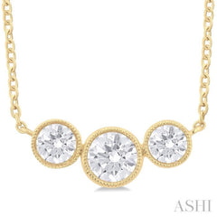 3/4 Ctw Past, Present & Future 3-Stone Bezel Set Round Cut Diamond Necklace in 14K Yellow Gold 3/4 Ctw Past, Present & Future 3-Stone Bezel Set Round Cut Diamond Necklace in 14K Yellow Gold