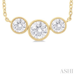 3/4 Ctw Past, Present & Future 3-Stone Bezel Set Round Cut Diamond Necklace in 14K Yellow Gold 3/4 Ctw Past, Present & Future 3-Stone Bezel Set Round Cut Diamond Necklace in 14K Yellow Gold