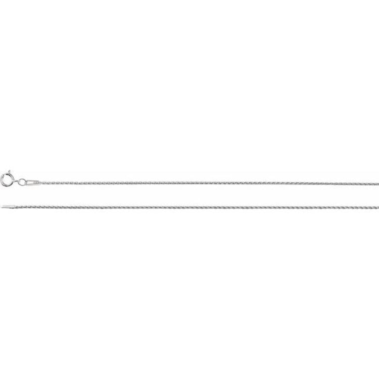 Rhodium-Plated Sterling Silver 1 mm Wheat 16" Chain Rhodium-Plated Sterling Silver 1 mm Wheat 16" Chain