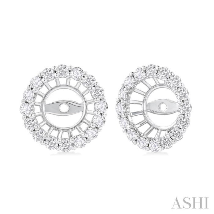 5/8 Ctw Round Cut Diamond 6MM Round Earrings Jacket in 14K White Gold 5/8 Ctw Round Cut Diamond 6MM Round Earrings Jacket in 14K White Gold