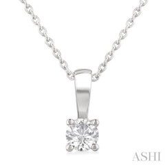 1/5 Ctw Prong Set Round Cut Diamond Solitaire Pendant With Chain in 14K White Gold 1/5 Ctw Prong Set Round Cut Diamond Solitaire Pendant With Chain in 14K White Gold