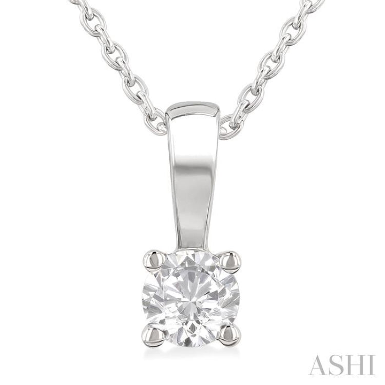 1/5 Ctw Prong Set Round Cut Diamond Solitaire Pendant With Chain in 14K White Gold 1/5 Ctw Prong Set Round Cut Diamond Solitaire Pendant With Chain in 14K White Gold