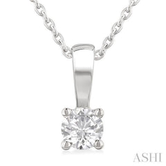 1/5 Ctw Prong Set Round Cut Diamond Solitaire Pendant With Chain in 14K White Gold 1/5 Ctw Prong Set Round Cut Diamond Solitaire Pendant With Chain in 14K White Gold