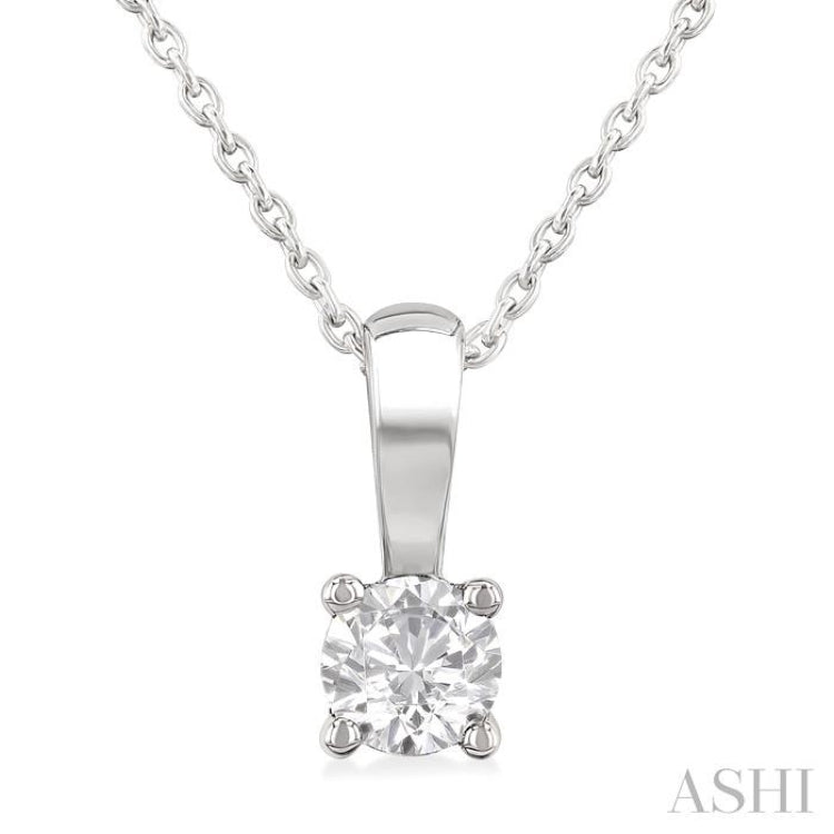 1/3 Ctw Prong Set Round Cut Diamond Solitaire Pendant With Chain in 14K White Gold 1/3 Ctw Prong Set Round Cut Diamond Solitaire Pendant With Chain in 14K White Gold
