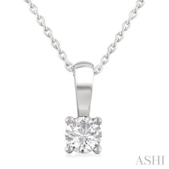 1/3 Ctw Prong Set Round Cut Diamond Solitaire Pendant With Chain in 14K White Gold 1/3 Ctw Prong Set Round Cut Diamond Solitaire Pendant With Chain in 14K White Gold