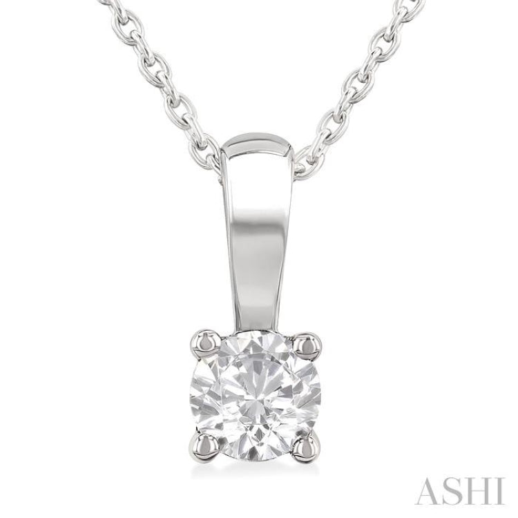 1/3 Ctw Prong Set Round Cut Diamond Solitaire Pendant With Chain in 14K White Gold 1/3 Ctw Prong Set Round Cut Diamond Solitaire Pendant With Chain in 14K White Gold