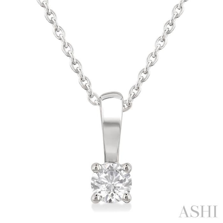 1/6 Ctw Prong Set Round Cut Diamond Solitaire Pendant With Chain in 14K White Gold 1/6 Ctw Prong Set Round Cut Diamond Solitaire Pendant With Chain in 14K White Gold