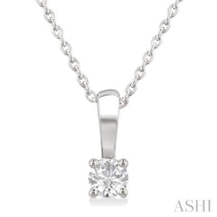 1/6 Ctw Prong Set Round Cut Diamond Solitaire Pendant With Chain in 14K White Gold 1/6 Ctw Prong Set Round Cut Diamond Solitaire Pendant With Chain in 14K White Gold