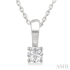 1/6 Ctw Prong Set Round Cut Diamond Solitaire Pendant With Chain in 14K White Gold 1/6 Ctw Prong Set Round Cut Diamond Solitaire Pendant With Chain in 14K White Gold