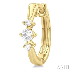 1/4 Ctw Three Stone Round Cut Diamond Hoop Earrings in 10K Yellow Gold 1/4 Ctw Three Stone Round Cut Diamond Hoop Earrings in 10K Yellow Gold