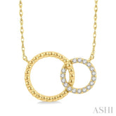 1/10 Ctw Interlocking Twin Circles Single Cut Diamond Pendant With Chain in 10K Yellow Gold