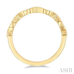 1/10 Ctw Marquise and Circular Motif Carved Round Cut Diamond Stackable Wedding Band in 14K Yellow Gold 1/10 Ctw Marquise and Circular Motif Carved Round Cut Diamond Stackable Wedding Band in 14K Yellow Gold