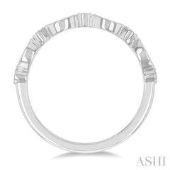 1/10 Ctw Marquise and Circular Motif Carved Round Cut Diamond Stackable Wedding Band in 14K White Gold 1/10 Ctw Marquise and Circular Motif Carved Round Cut Diamond Stackable Wedding Band in 14K White Gold