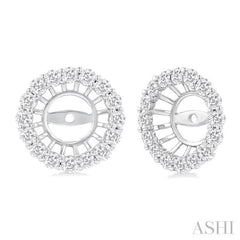 1 1/10 Ctw Round Cut Diamond 6.5MM Round Earrings Jacket in 14K White Gold 1 1/10 Ctw Round Cut Diamond 6.5MM Round Earrings Jacket in 14K White Gold