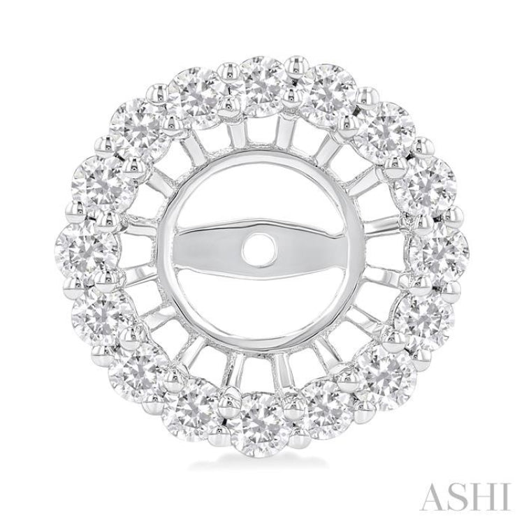1 1/10 Ctw Round Cut Diamond 6.5MM Round Earrings Jacket in 14K White Gold 1 1/10 Ctw Round Cut Diamond 6.5MM Round Earrings Jacket in 14K White Gold