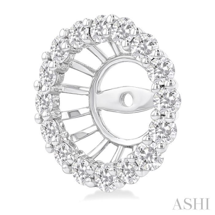 1 1/10 Ctw Round Cut Diamond 6.5MM Round Earrings Jacket in 14K White Gold 1 1/10 Ctw Round Cut Diamond 6.5MM Round Earrings Jacket in 14K White Gold