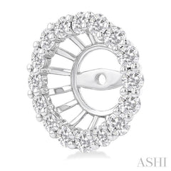 1 1/10 Ctw Round Cut Diamond 6.5MM Round Earrings Jacket in 14K White Gold 1 1/10 Ctw Round Cut Diamond 6.5MM Round Earrings Jacket in 14K White Gold