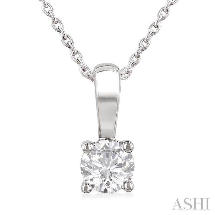 1/2 Ctw Prong Set Round Cut Diamond Solitaire Pendant With Chain in 14K White Gold 1/2 Ctw Prong Set Round Cut Diamond Solitaire Pendant With Chain in 14K White Gold