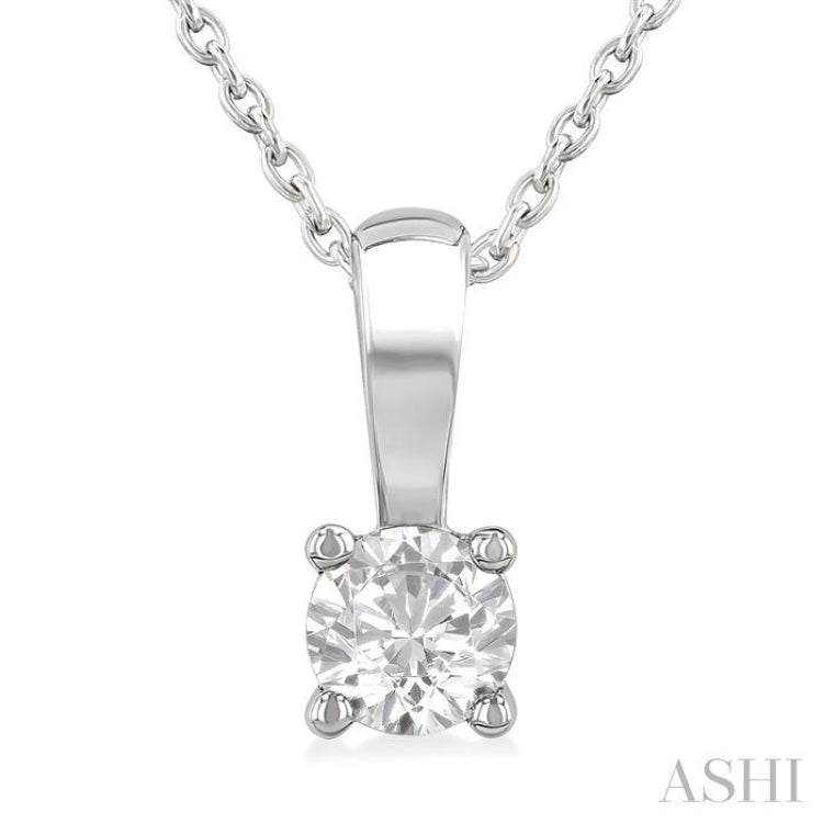 1/4 Ctw Prong Set Round Cut Diamond Solitaire Pendant With Chain in 14K White Gold 1/4 Ctw Prong Set Round Cut Diamond Solitaire Pendant With Chain in 14K White Gold